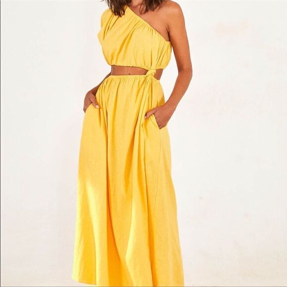 FARM RIO One-Shoulder Open-Waist Midi Dress - Picture 4 of 11